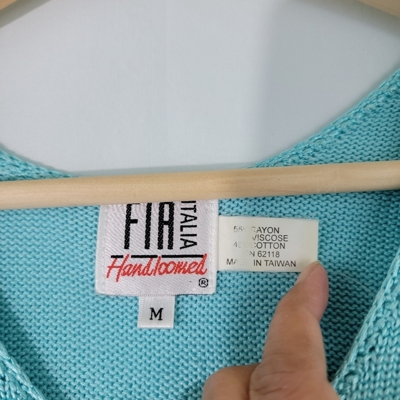 FIA ITALIA Baby Blue Y2K Knit Tank Top Women's Size M Scoop-neck - Picture 7 of 9